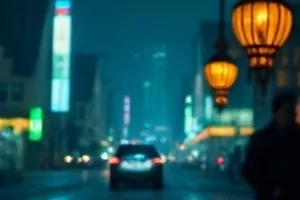 《季风旅馆》封面：雨夜旅馆门口的暖色灯牌